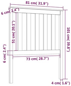 vidaXL Κεφαλάρι Κρεβατιού Μαύρο 81x6x101 εκ. Μασίφ Ξύλο Πεύκου