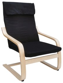 Πολυθρόνα CLOVER Μαύρο/Φυσικό Ύφασμα/Ξύλο 67x80x100cm