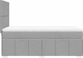 vidaXL Κρεβάτι Boxspring με Στρώμα Ανοιχτό Γκρι 100x200 εκ. Υφασμάτινο