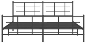vidaXL Πλαίσιο Κρεβατιού με Κεφαλάρι&Ποδαρικό Μαύρο 183x213εκ. Μέταλλο