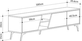 Έπιπλο τηλεόρασης Fiona ανθρακί 180x35x48εκ