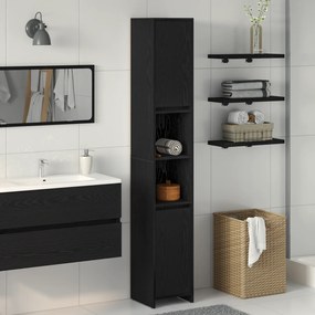 vidaXL Ντουλάπι Μπάνιου Μαύρη Δρυς 30x30x183,5 εκ Επεξεργασμένο ξύλο