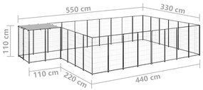 vidaXL Σπιτάκι Σκύλου Μαύρο 15,73 μ² Ατσάλινο