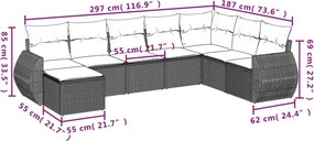 vidaXL Σαλόνι Κήπου Σετ 9 τεμ. Καφέ από Συνθ. Ρατάν με Μαξιλάρια