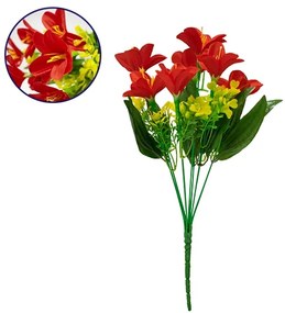 09085 Τεχνητό Φυτό Διακοσμητικό Μπουκέτο Rain Lily Κόκκινο M15cm x Υ33cm Π15cm με 7 Κλαδάκια
