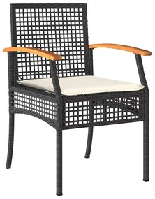 vidaXL Σέτ φαγητού για κήπο 5 pcs Μαύρο συνθετικό ρατάν