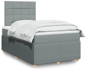 vidaXL Κρεβάτι Boxspring με Στρώμα Ανοιχτό Γκρι 120x200 εκ. Υφασμάτινο