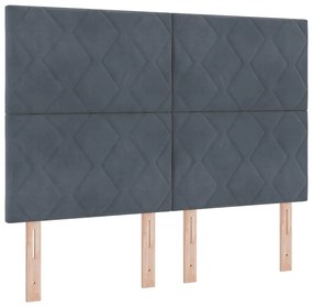 vidaXL LED Κεφαλάρι σε σχέδιο διαμαντιών, γκρι σκούρο, 144 εκ, βελούδο