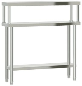 vidaXL Πάγκος Εργασίας Κουζίνας με Ράφι 110x30x120 εκ. Ανοξείδ. Ατσάλι