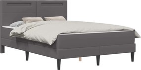 vidaXL Σκελετός κρεβατιού με στρώμα Γκρι 120 x 190 cm Τεχνητό Δέρμα