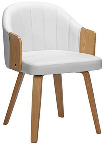 Πολυθρόνα Enzo Ε7518,2 55x58x78cm Natural-White Wood, Technoderma