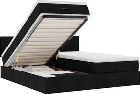 vidaXL Οθωμανικό κρεβάτι με στρώματα Μαύρο 160x200cm Ύφασμα