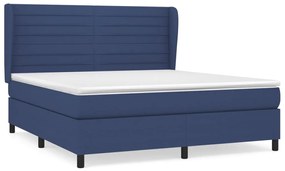 vidaXL Κρεβάτι Boxspring με Στρώμα Μπλε 180x200 εκ. Υφασμάτινο