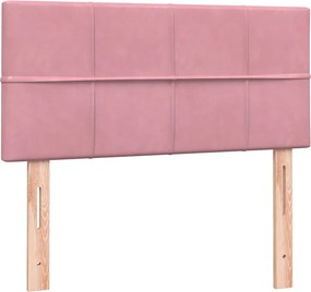 vidaXL Κρεβάτι Boxspring με Στρώμα Ροζ 80x220 εκ. Βελούδινο