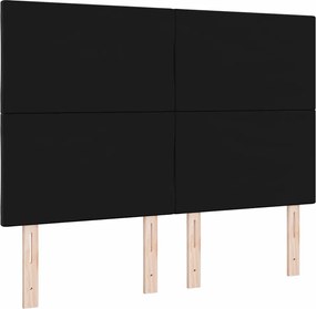 vidaXL LED κεφαλάρι Μαύρο 144 cm Τεχνητό Δέρμα