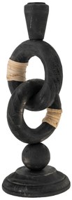 Κηροπήγιο Ξύλινο Με Κύκλους Μαύρο 12x31εκ. Zen Collection 24.15.50063