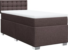 vidaXL Κρεβάτι Boxspring με Στρώμα Σκούρο Καφέ 100x200 εκ. Υφασμάτινο