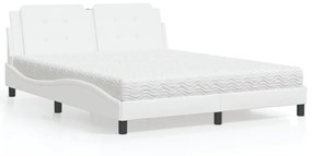 vidaXL Κρεβάτι με Στρώμα Λευκό 160x200εκ.από Συνθετικό Δέρμα