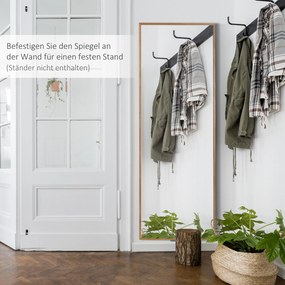 HOMCOM Καθρέφτης Τοίχου, Ψηλός, Πλαίσιο από Πεύκο, 45Μ x 125Υ x 4,8Β cm