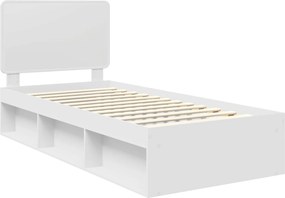 vidaXL Σκελετός Κρεβατιού Λευκό 90 x 190 cm Στερεά ξυλεία πεύκου