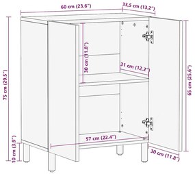 Μπουφές 60x33,5x75 εκ. από Μασίφ Ακατέργαστο Ξύλο Μάνγκο - Καφέ