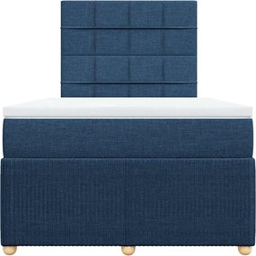 vidaXL Κρεβάτι Boxspring με Στρώμα Μπλε 120x200 εκ. Υφασμάτινο