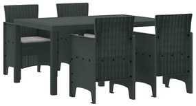 vidaXL Σέτ φαγητού για κήπο 5 pcs Ανθρακί Rattan Polt