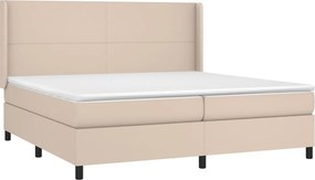 vidaXL Κρεβάτι Boxspring Στρώμα&amp;LED Καπουτσίνο 200x200 εκ. Συνθ. Δέρμα