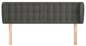 Κεφαλάρι με Πτερύγια Σκούρο Γκρι 147x23x78/88 εκ. Βελούδινο 3117627