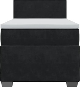 vidaXL Κρεβάτι Boxspring με Στρώμα Μαύρο 90x200 εκ. Βελούδινο