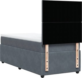 vidaXL Κρεβάτι Boxspring με Στρώμα Σκούρο Γκρι 90x200 εκ. Βελούδινο