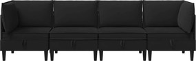 vidaXL Σετ Επίπλων Σαλονιού 4 τμχ. Μαύρο Ύφασμα
