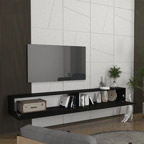 Έπιπλο τηλεόρασης επιτοίχιο Espanse Megapap χρώμα μαύρο 241,8x31,7x30εκ.