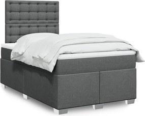 vidaXL Κρεβάτι Boxspring με Στρώμα Σκούρο Γκρι 120x200 εκ. Υφασμάτινο