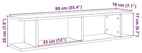 Ράφια Τοίχου Κύβοι 2 τεμ. Αρτισιανή Δρυς 90x18x20 εκ Επεξ. Ξύλο - Καφέ