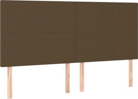 vidaXL Κρεβάτι Boxspring με Στρώμα &amp; LED Σκ.Καφέ 200x200εκ. Υφασμάτινο