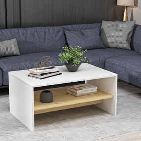 Τραπέζι Σαλονιού Με Ράφι (90x45x47) A-G Apollon 475OLV1308 White/Oak