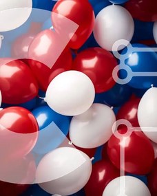 Intra Συλλεκτικό Ξύλινο Παζλ Plywood 4mm - Γιορτή 4ης Ιουλίου με κόκκινα, λευκά και μπλε μπαλόνια Σε Ξύλινο Κουτί - Διαστάσεις: 10x10 cm – 25 κομμάτια