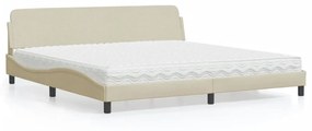 vidaXL Κρεβάτι με Στρώμα Κρεμ 200x200 εκ. Υφασμάτινο