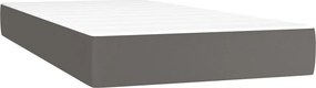 vidaXL Κρεβάτι Boxspring με Στρώμα Γκρι 200x200 εκ. Συνθετικό Δέρμα