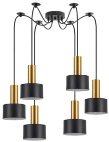 SE21-GM-4-BL6-MS1 ADEPT TUBE Gold Matt Pendant Black Metal Shade+