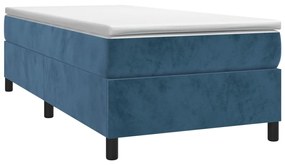 vidaXL Κρεβάτι Boxspring με Στρώμα Σκούρο Μπλε 90x190 εκ. Βελούδινο