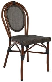 Aluminum Chair Bamboo Look Brown with Textline 40,5x56,5x89,5 cm