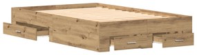 vidaXL Κρεβάτι με Συρτάρια από Δρυς 120x200 cm Επεξεργασμένο Ξύλο