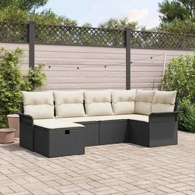vidaXL Σετ Καναπέ Κήπου 6 pcs Μαύρο και κρεμ 242.5 x 132.5 x 85 εκ.