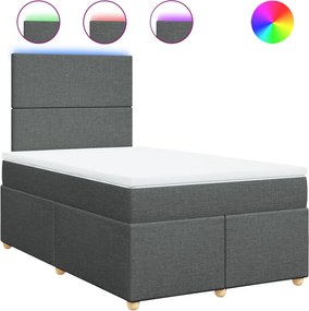 vidaXL Κρεβάτι Boxspring με Στρώμα Σκούρο Γκρι 120x200 εκ. Υφασμάτινο