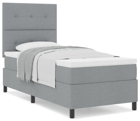 vidaXL Κρεβάτι με Βάση και Στρώμα Ανοιχτό Γκρι 90x200 εκ. Ύφασμα