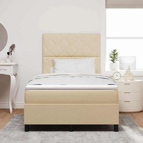 vidaXL Κρεβάτι με ελατήρια με στρώμα Κρεμ 120 x 190 cm ύφασμα