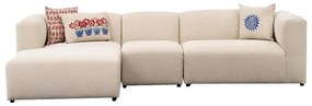 Γωνιακός καναπές Lindena pakoworld δεξιά γωνία κρεμ ύφασμα 296x158x72εκ
