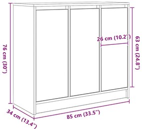 Συρταριέρα Μαύρη βελανιδιά 85x34x76 εκ. Κατασκευασμένο ξύλο - Μαύρο